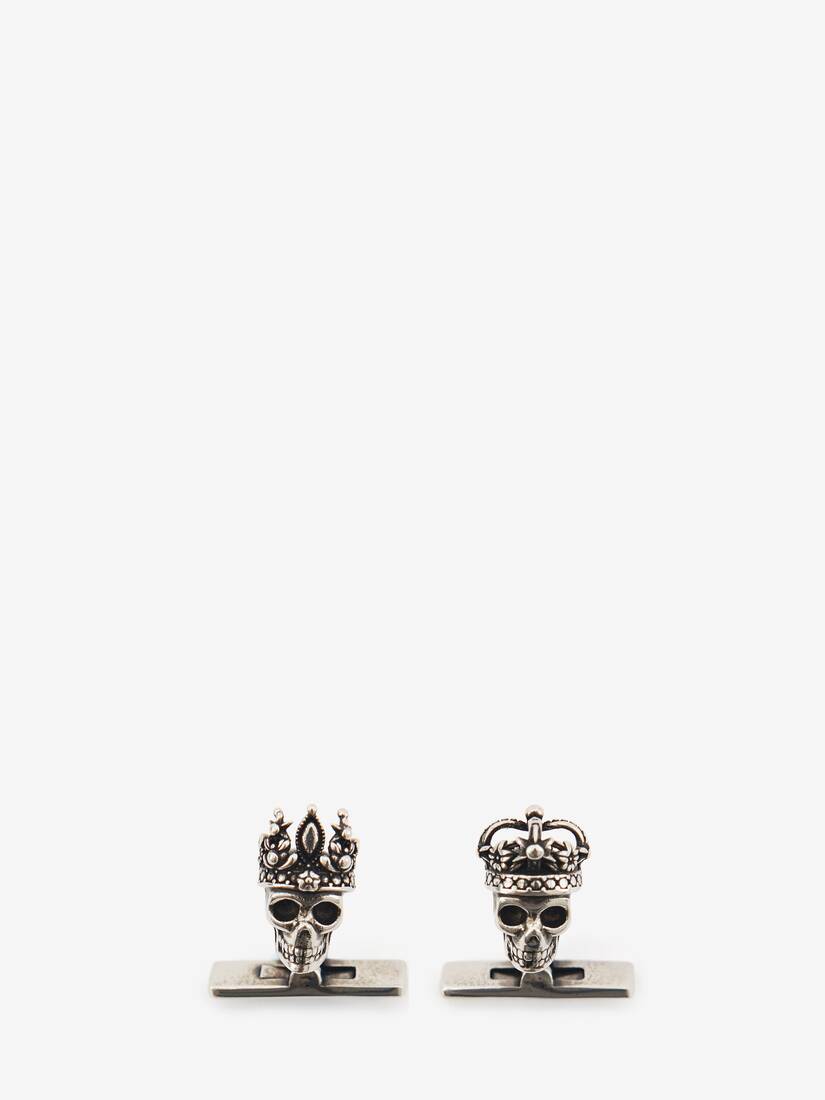 Gemelos Alexander McQueen Queen And King Skull Hombre - Plateados - Mexico 631-SJZLRV